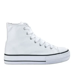 Baskets, Sneakers|STREET LIFE Baskets Montantes Femme En Toile Blanche