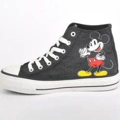Baskets, Sneakers|MICKEY Baskets Montantes Femme En Toile Noire