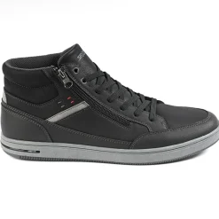 Baskets, Sneakers|STREET LIFE Baskets Montantes Homme Avec Zip Pratique Sur Le Cote Noir