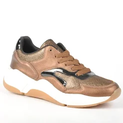 Baskets, Sneakers|GIRL TIME Baskets Sneakers Avec Effet Reptile Bronze