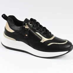Chaussures Confort|SCALINA Baskets Sneakers Avec Zip Pratique Sur Le Cote Noir