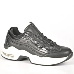 Baskets, Sneakers|GIRL TIME Baskets Sneakers Bi-Matieres Noir