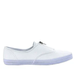 Baskets, Sneakers|STREET LIFE Baskets Tennis En Toile Blanche Avec Fermeture Eclair / Zip
