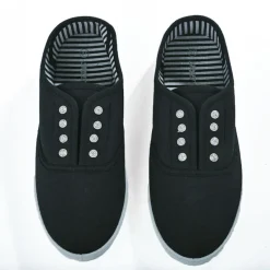 Baskets, Sneakers|STREET LIFE Baskets Tennis Femme En Toile Noire Avec Strass