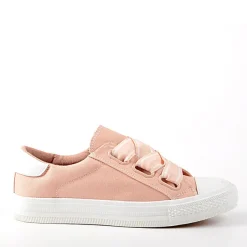 Baskets, Sneakers|GIRL TIME Baskets Tennis Toile Avec Lacets Fantaisies Rose