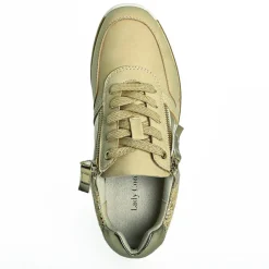 Chaussures Confort|LADY CONFORT Baskets Zippees Femme Beige Effet Python