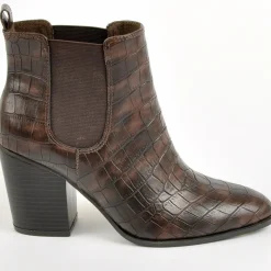 Boots, Bottines|VICE VERSA Boots Femme Avec Effet Croco Marron