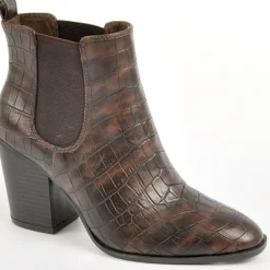 Boots, Bottines|VICE VERSA Boots Femme Avec Effet Croco Marron