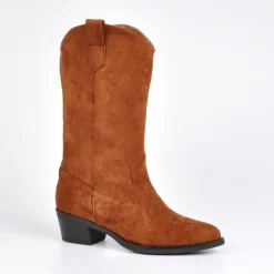 Bottes, Cuissardes|VICE VERSA Bottes A Talons Style Western Camel