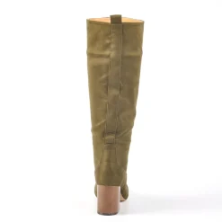 Bottes, Cuissardes|VICE VERSA Bottes Femme A Talons Aspect Velours Kaki