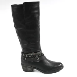 Bottes, Cuissardes|VICE VERSA Bottes Femme A Talons Style Western Noir