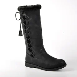 Bottes, Cuissardes|VICE VERSA Bottes Plates Avec Col Fausse Fourrure Noir