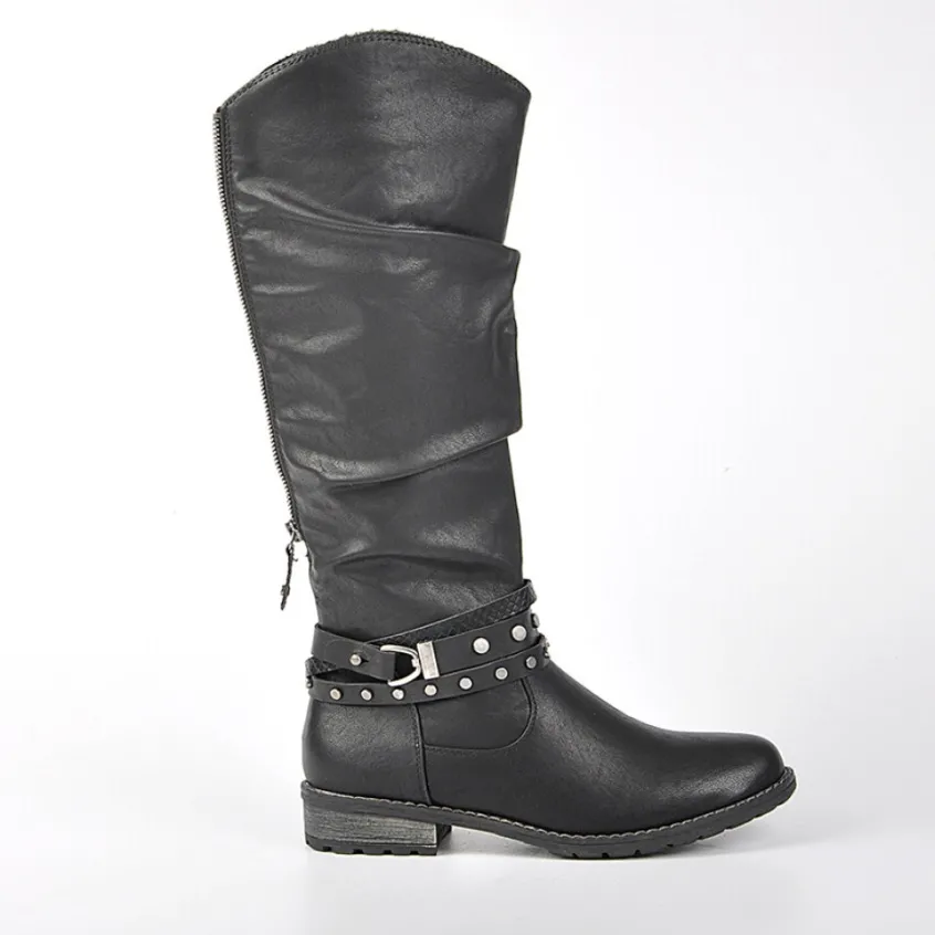 Chaussures Confort|RELIFE Bottes Plates Femme Confort Noir