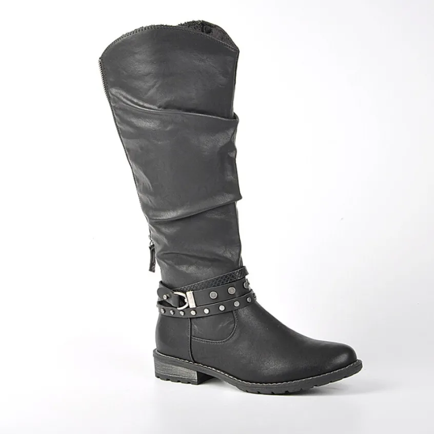 Chaussures Confort|RELIFE Bottes Plates Femme Confort Noir