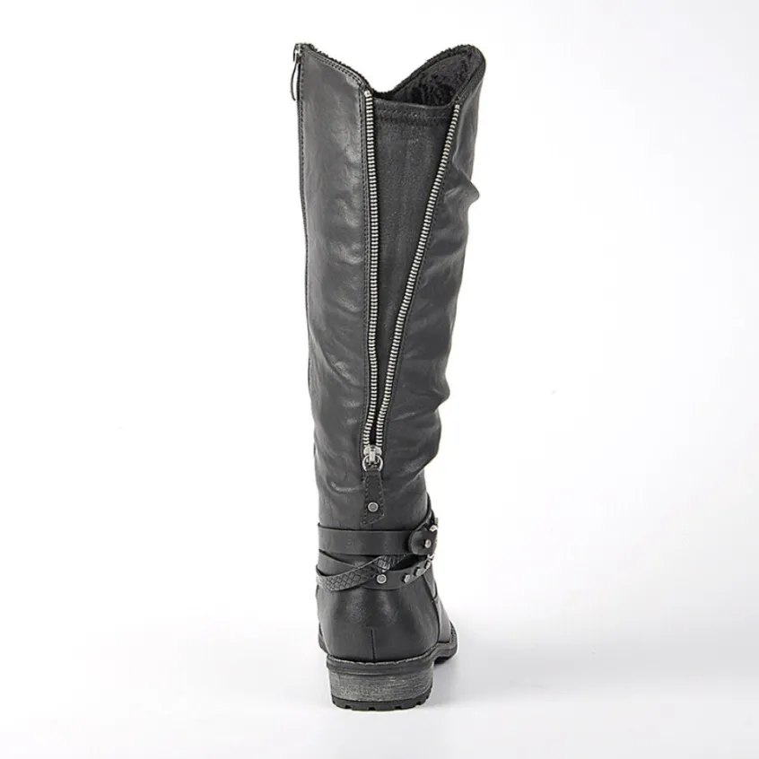 Chaussures Confort|RELIFE Bottes Plates Femme Confort Noir