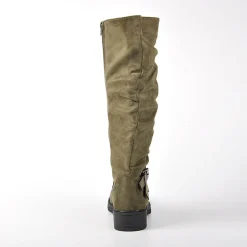 Bottes, Cuissardes|VICE VERSA Bottes Plates Femme Kaki Avec Boucle
