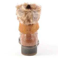 Boots, Bottines|VICE VERSA Bottines A Lacet Avec Col Fausse Fourrure Camel