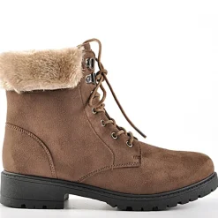 Boots, Bottines|VICE VERSA Bottines A Lacet Avec Col Fausse Fourrure Camel