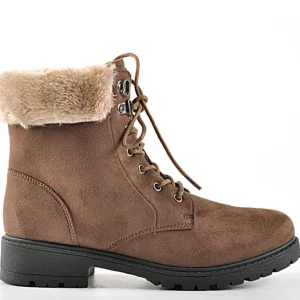 Boots, Bottines|VICE VERSA Bottines A Lacet Avec Col Fausse Fourrure Camel