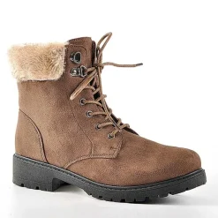 Boots, Bottines|VICE VERSA Bottines A Lacet Avec Col Fausse Fourrure Camel