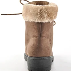 Boots, Bottines|VICE VERSA Bottines A Lacet Avec Col Fausse Fourrure Camel
