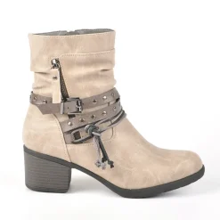 Boots, Bottines|VICE VERSA Bottines A Talon Femme Gris Avec Zip Decoratif