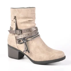 Boots, Bottines|VICE VERSA Bottines A Talon Femme Gris Avec Zip Decoratif