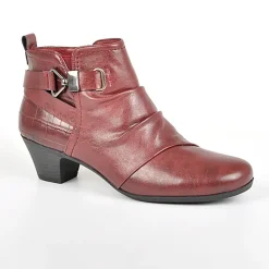 Chaussures Confort|SCALINA Bottines A Talons Avec Boucles Metalliques Bordeaux