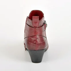 Chaussures Confort|SCALINA Bottines A Talons Avec Boucles Metalliques Bordeaux