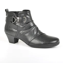 Chaussures Confort|SCALINA Bottines A Talons Avec Boucles Metalliques Noir