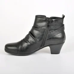 Chaussures Confort|SCALINA Bottines A Talons Avec Boucles Metalliques Noir