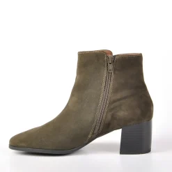 Boots, Bottines|TIPO ALTO Bottines A Talons Avec Boutons Fantaisies Kaki
