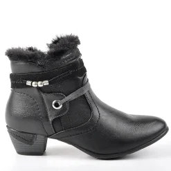 Chaussures Confort|SCALINA Bottines A Talons Avec Col Fausse Fourrure Noir