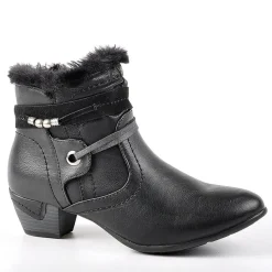 Chaussures Confort|SCALINA Bottines A Talons Avec Col Fausse Fourrure Noir