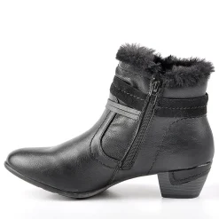 Chaussures Confort|SCALINA Bottines A Talons Avec Col Fausse Fourrure Noir