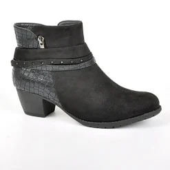 Chaussures Confort|SCALINA Bottines A Talons Avec Effet Croco Noir