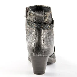 Chaussures Confort|SCALINA Bottines A Talons Avec Effet Reptile Bronze