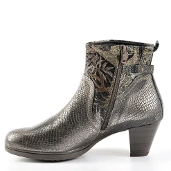 Chaussures Confort|SCALINA Bottines A Talons Avec Effet Reptile Bronze