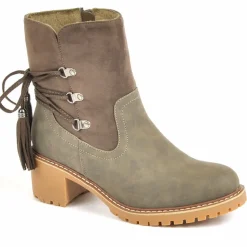 Boots, Bottines|OUTSHOES Bottines A Talons Avec Pampilles Kaki