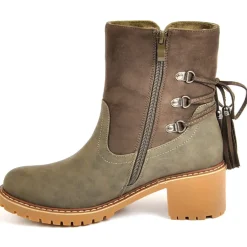 Boots, Bottines|OUTSHOES Bottines A Talons Avec Pampilles Kaki