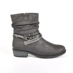 Chaussures Confort|SCALINA Bottines A Talons Avec Petits Clous Noir