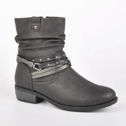 Chaussures Confort|SCALINA Bottines A Talons Avec Petits Clous Noir