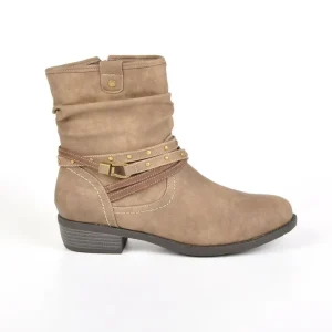 Chaussures Confort|SCALINA Bottines A Talons Avec Petits Clous Marron