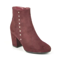 Boots, Bottines|VICE VERSA Bottines A Talons Avec Petits Clous Bordeaux