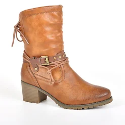 Chaussures Confort|RELIFE Bottines A Talons Femme Avec Boucle Camel