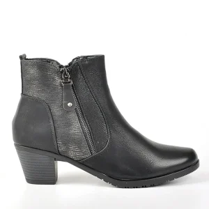Chaussures Confort|SCALINA Bottines A Talons Femme Avec Zip Decoratif Noir
