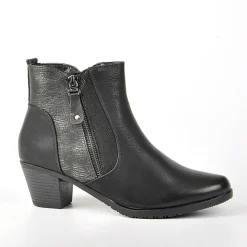 Chaussures Confort|SCALINA Bottines A Talons Femme Avec Zip Decoratif Noir
