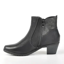 Chaussures Confort|SCALINA Bottines A Talons Femme Avec Zip Decoratif Noir