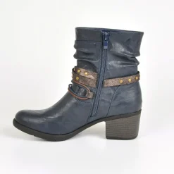 Boots, Bottines|VICE VERSA Bottines A Talons Femme Avec Boucle Bleu Marine