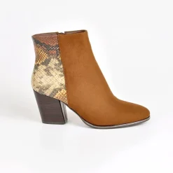 Boots, Bottines|MASCARA Bottines A Talons Femme Avec Effet Reptile Marron